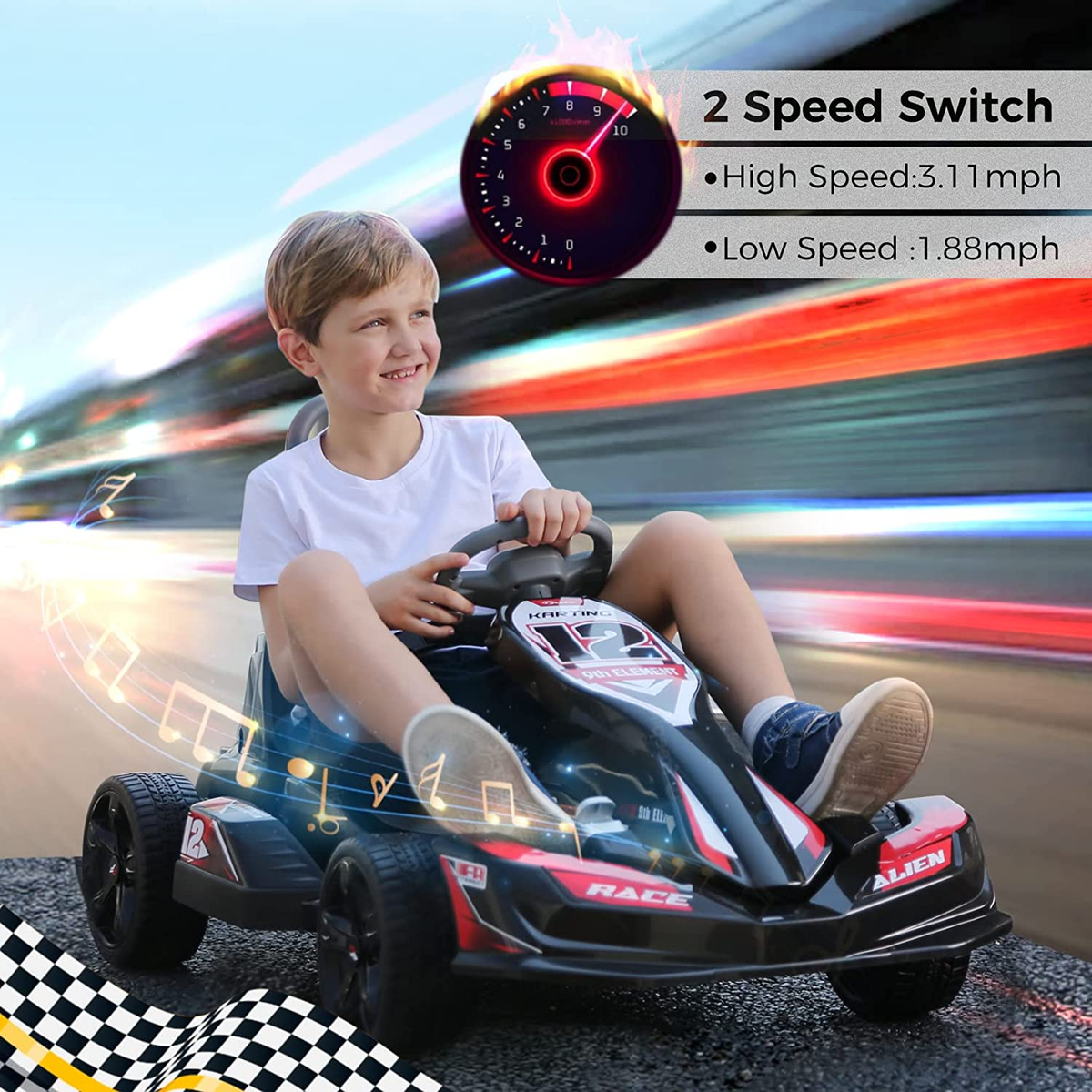 12V 2WD Electric Go Kart for Kids with Parent Remote Control - Battery Powered Ride On Car