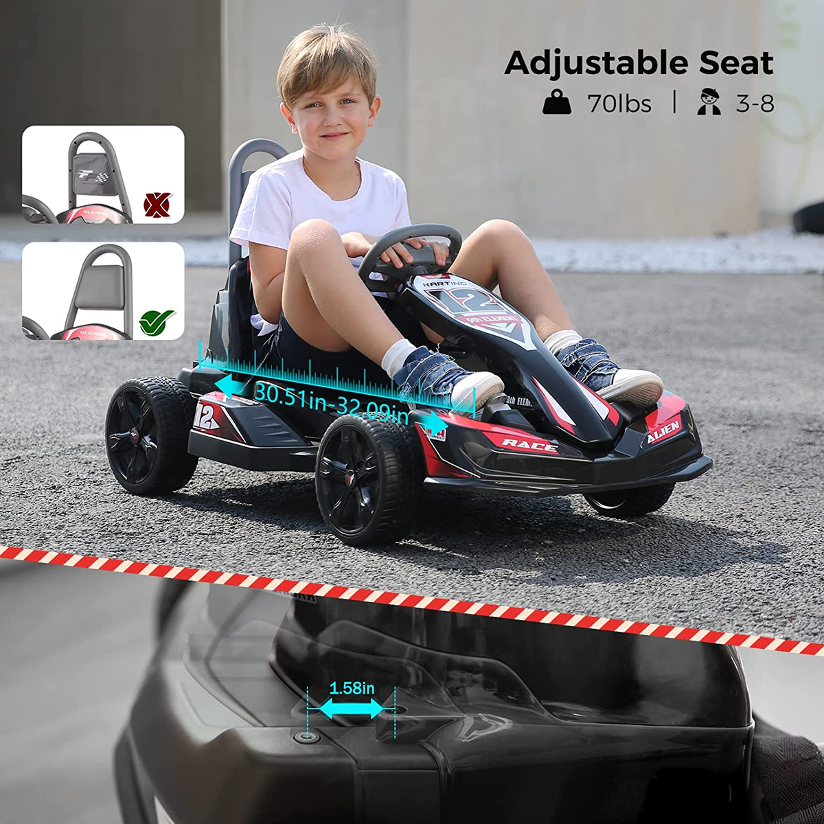 12V 2WD Electric Go Kart for Kids with Parent Remote Control - Battery Powered Ride On Car