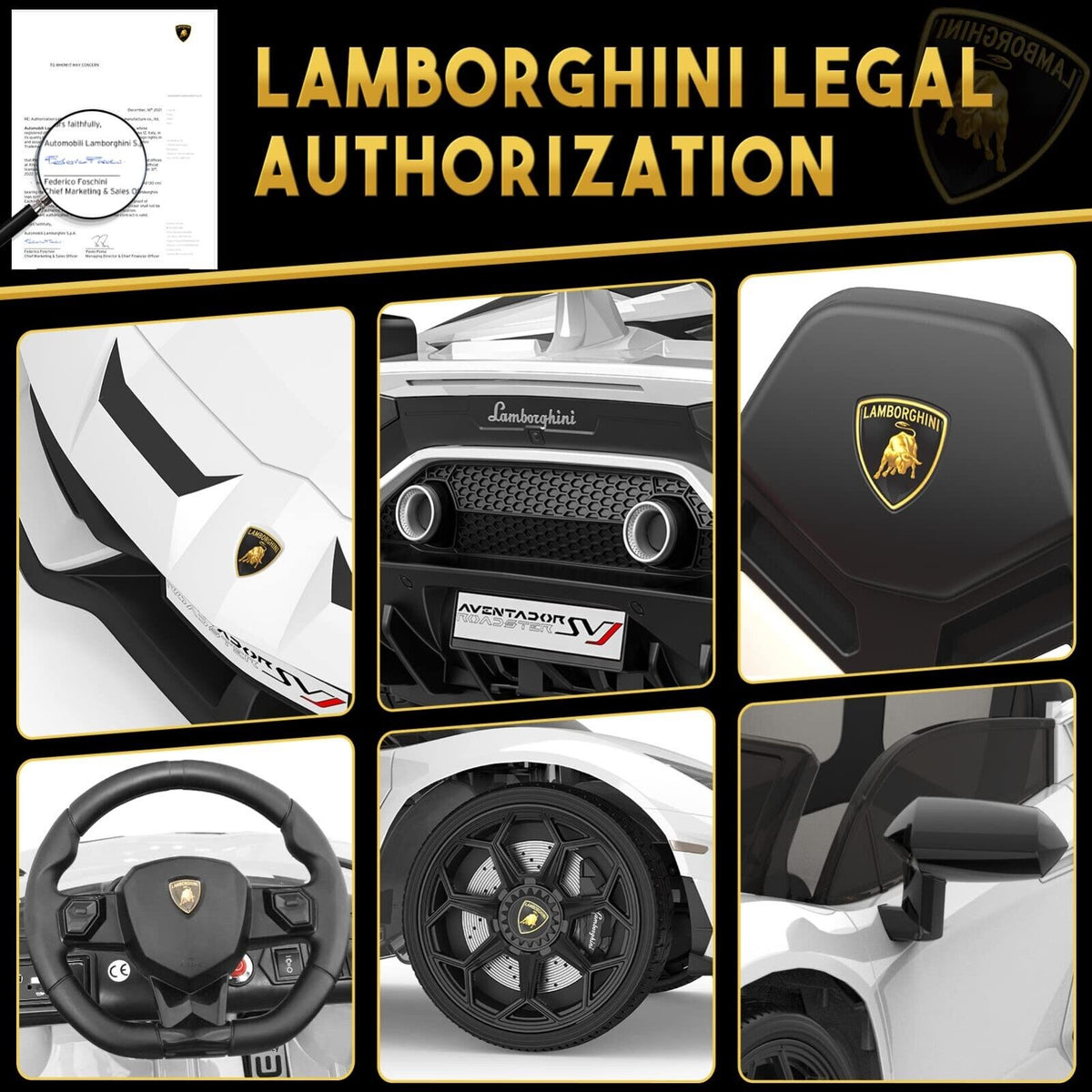 Licensed Lamborghini McLaren 12V Electric Ride-On Car for Kids with Remote Control