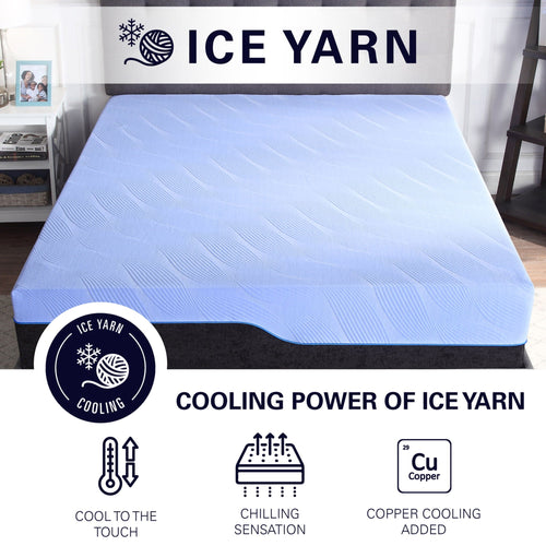 12" Hybrid Memory Foam Mattress with Cooling Gel and Coil Support - Light Blue