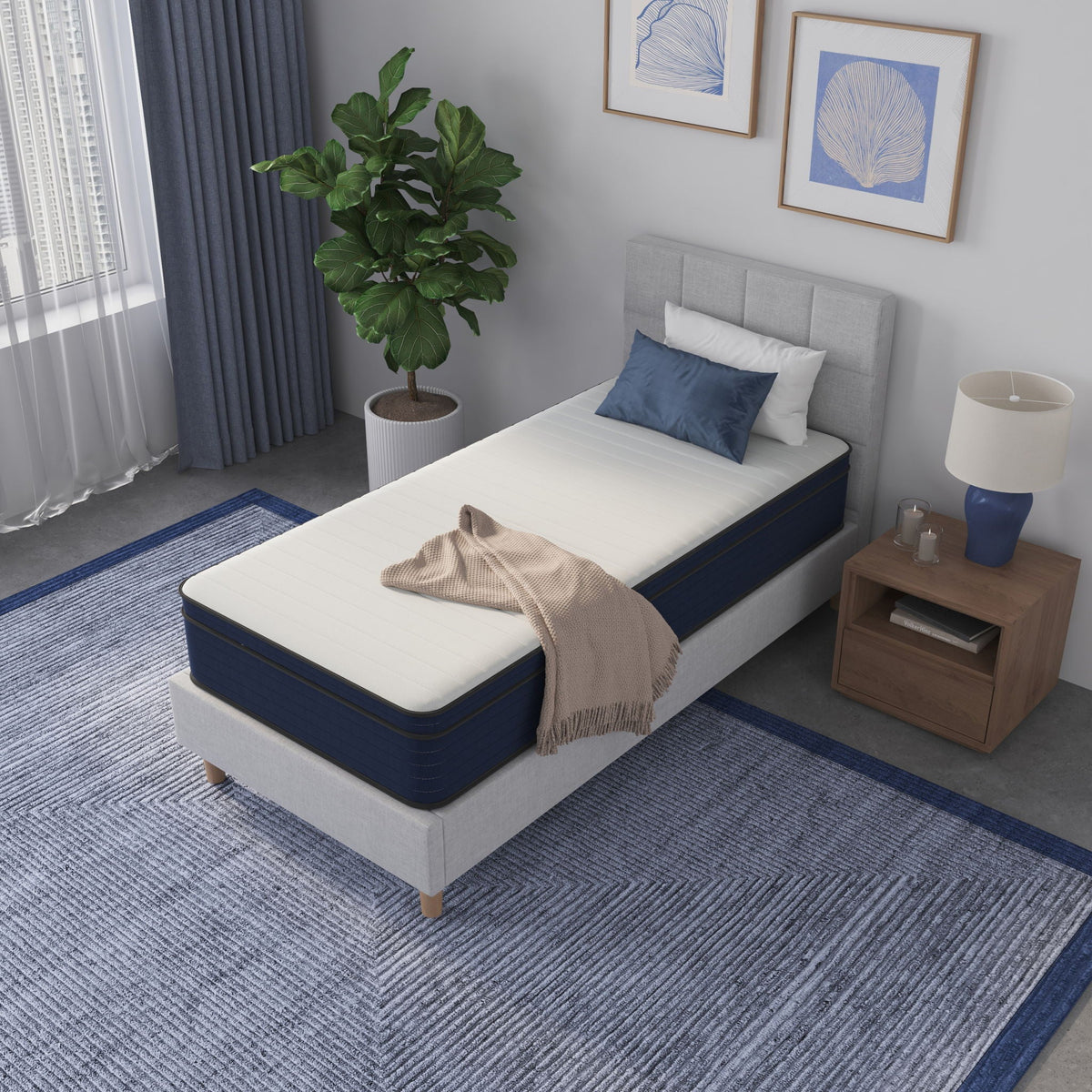 10" Medium Firm Euro Top Hybrid Mattress with Cooling Gel - White