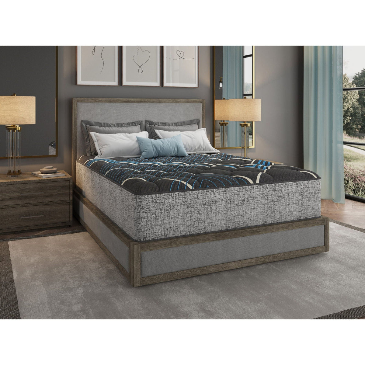 14" Hybrid Mattress with Individual Pocketed Coil - Medium Comfort, Dark Gray