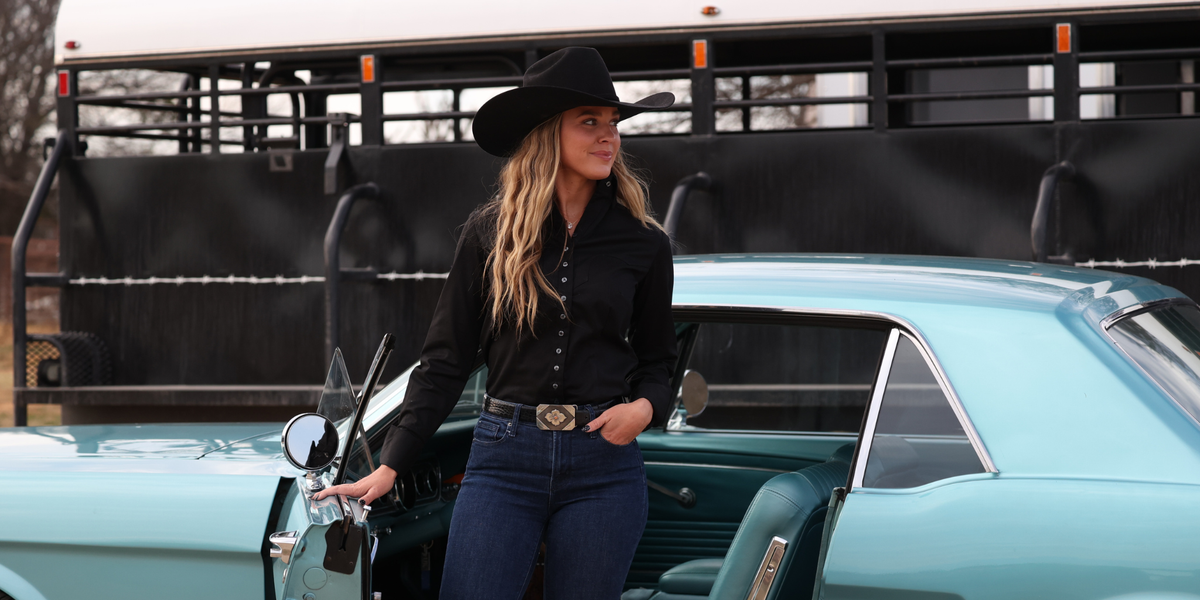 Solid Black Stretch Women’s Western Shirt | OG Collection
