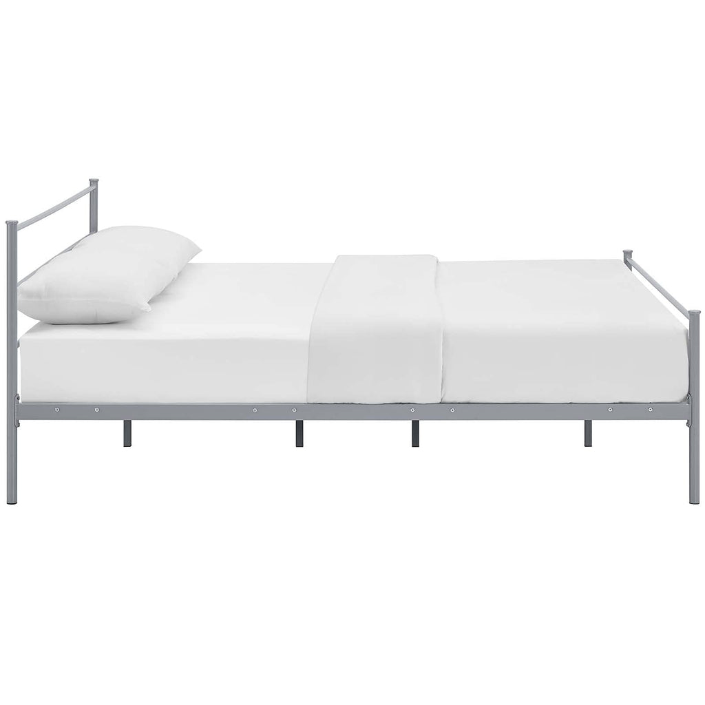 CasaFoyer Alina Platform Queen Bed | Rustic Charm meets Modern Decor | Holds 1323 lbs | No Box Spring Needed | Fits Memory Foam, Spring, Latex, Hybrid Mattresses | Gray