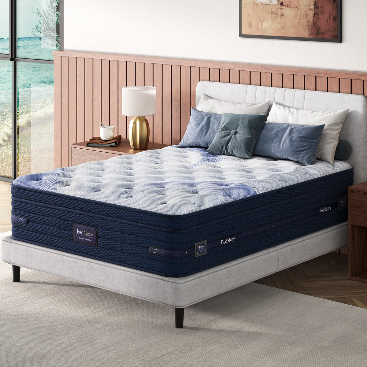 Spine Align Pro 14" Firm Hybrid Mattress with Cooling Gel – Blue