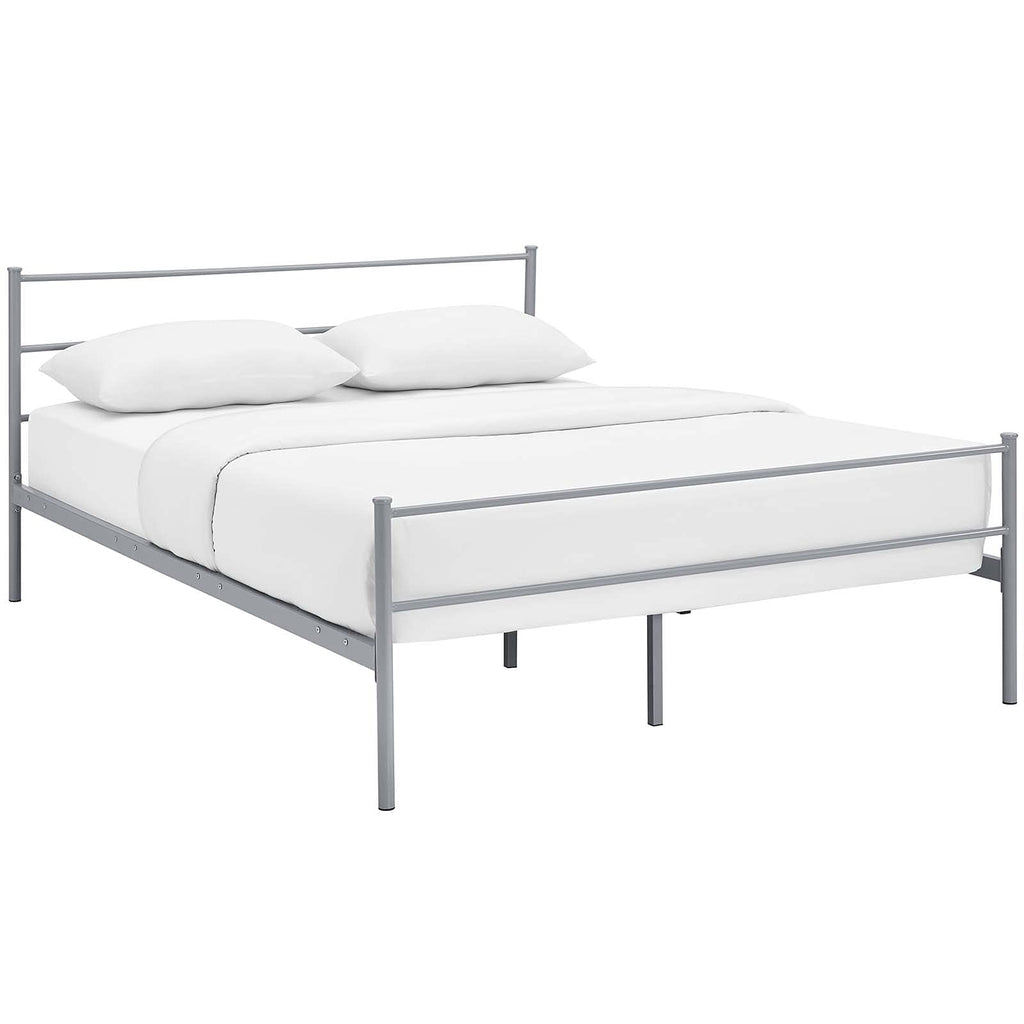 CasaFoyer Alina Platform Queen Bed | Rustic Charm meets Modern Decor | Holds 1323 lbs | No Box Spring Needed | Fits Memory Foam, Spring, Latex, Hybrid Mattresses | Gray