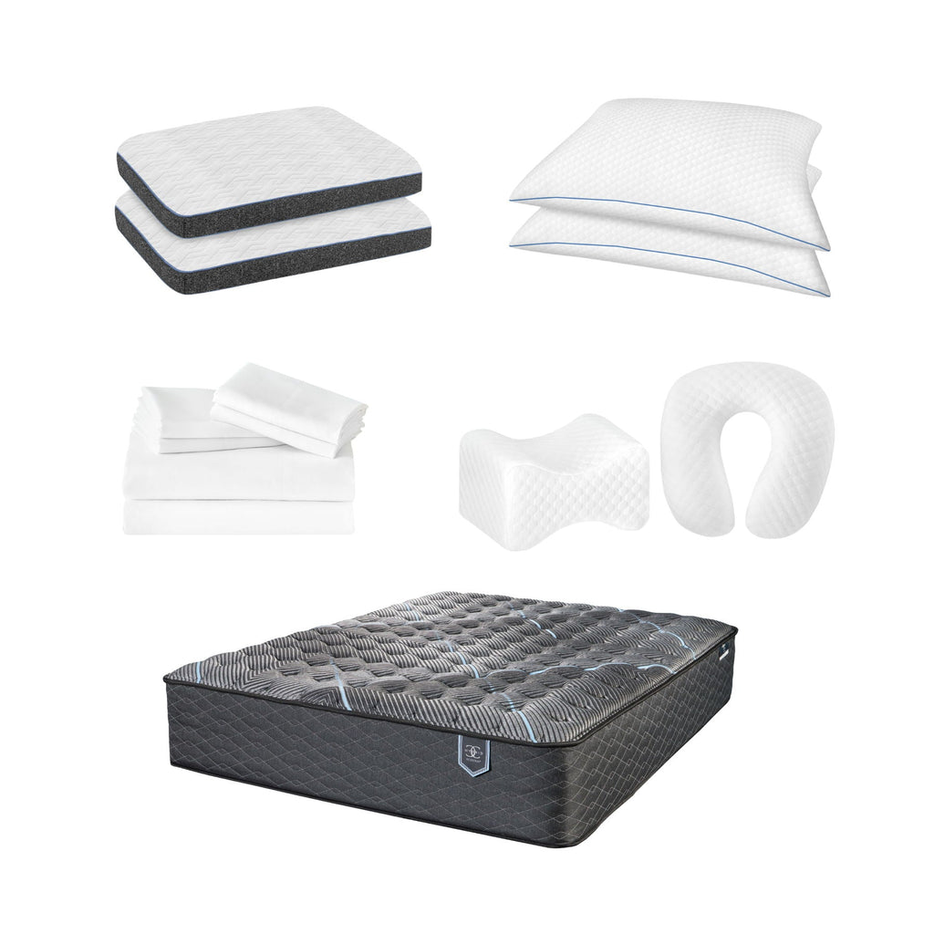 Hybrid Restful Nights Plush Mattress with 12 Piece Comfort Bedding Pack - Dark Gray