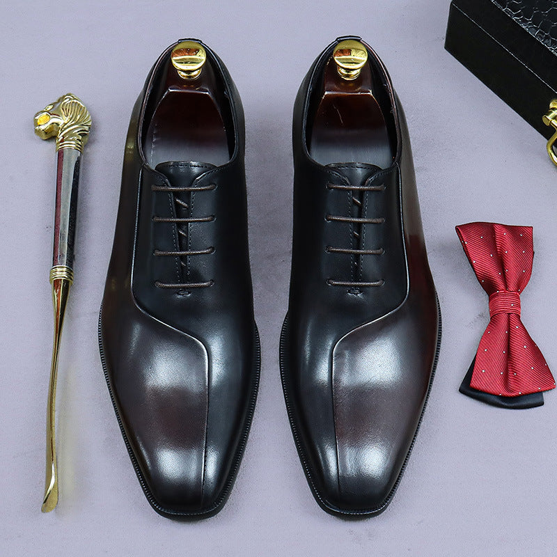 Mens Formal Leather Dress Shoes In British Style With A Color-block Design