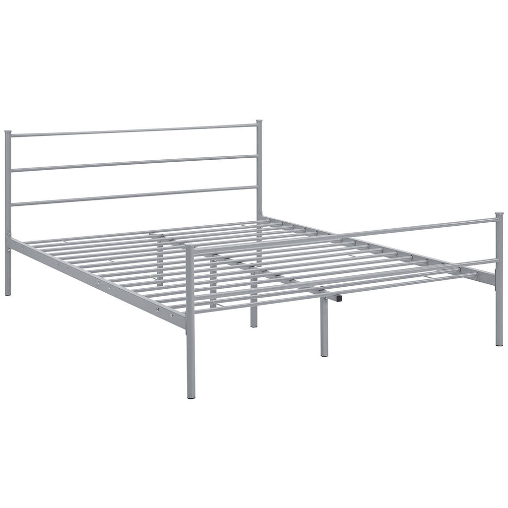 CasaFoyer Alina Platform Queen Bed | Rustic Charm meets Modern Decor | Holds 1323 lbs | No Box Spring Needed | Fits Memory Foam, Spring, Latex, Hybrid Mattresses | Gray
