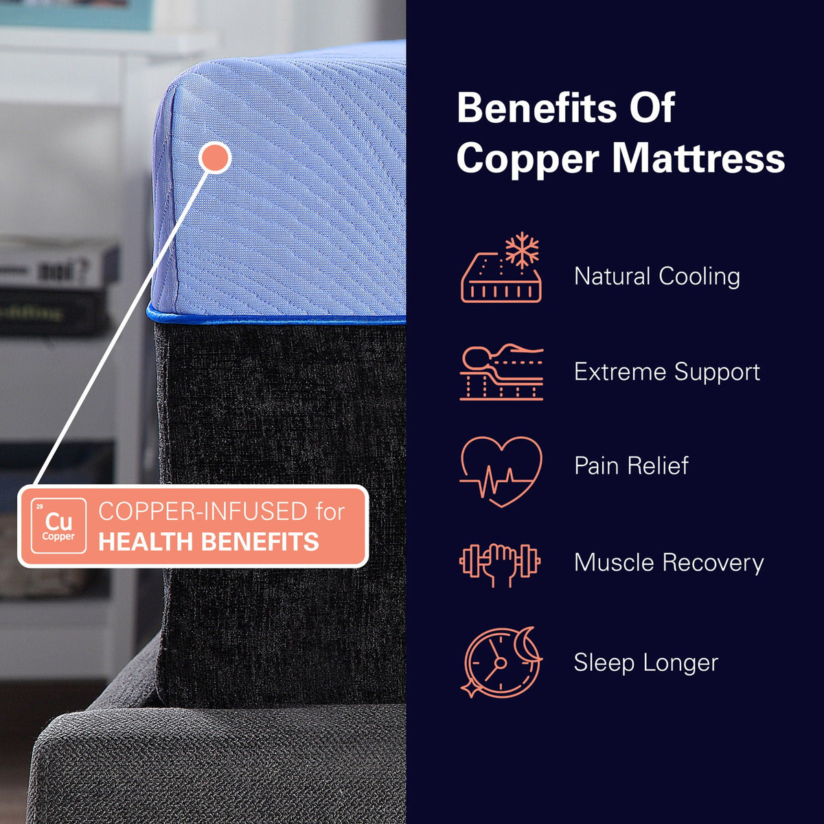 12" Hybrid Memory Foam Mattress with Cooling Gel and Coil Support - Light Blue