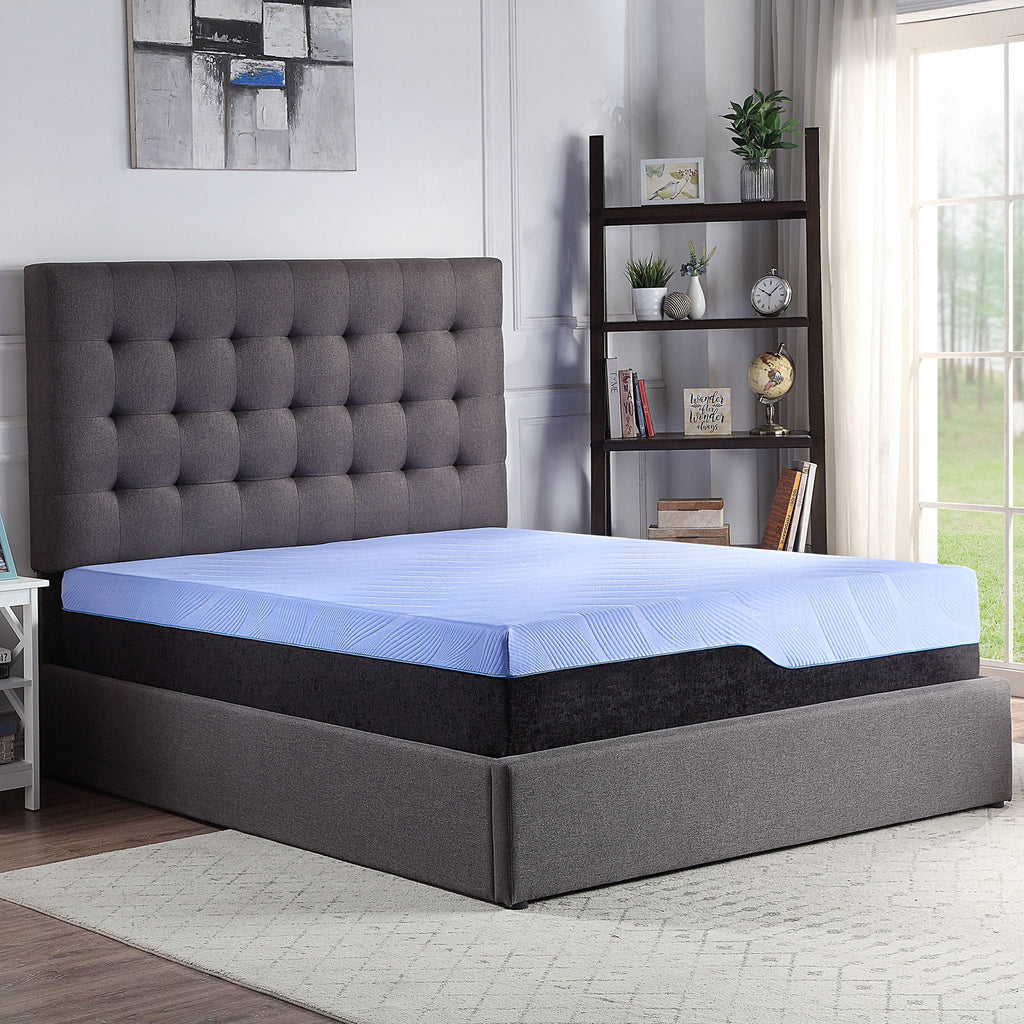 12" Hybrid Memory Foam Mattress with Cooling Gel and Coil Support - Light Blue