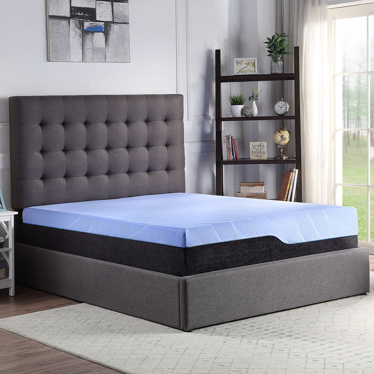 12" Hybrid Memory Foam Mattress with Cooling Gel and Coil Support - Light Blue