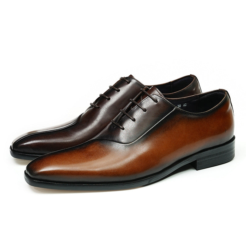 Mens Formal Leather Dress Shoes In British Style With A Color-block Design