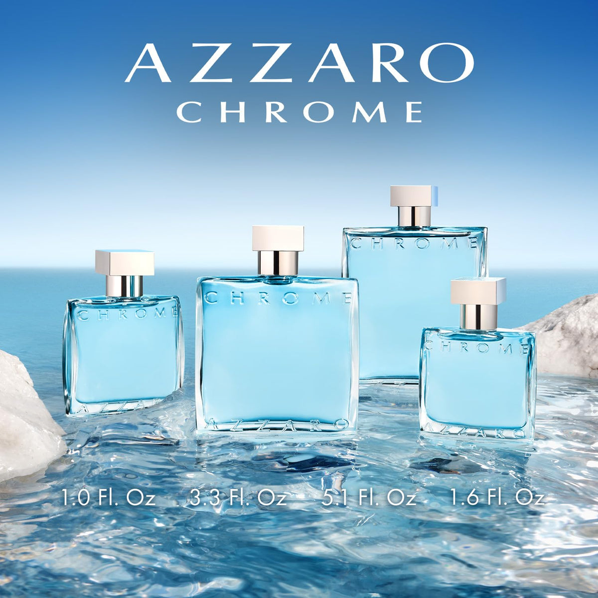 Azzaro Chrome Eau de Toilette - Fresh Aquatic Mens Cologne - Citrus, Woody, Musky Fragrance -Fresh Notes of Bergamot - Everyday Wear - Classic Summer Beach Scent - Luxury Perfumes for Men