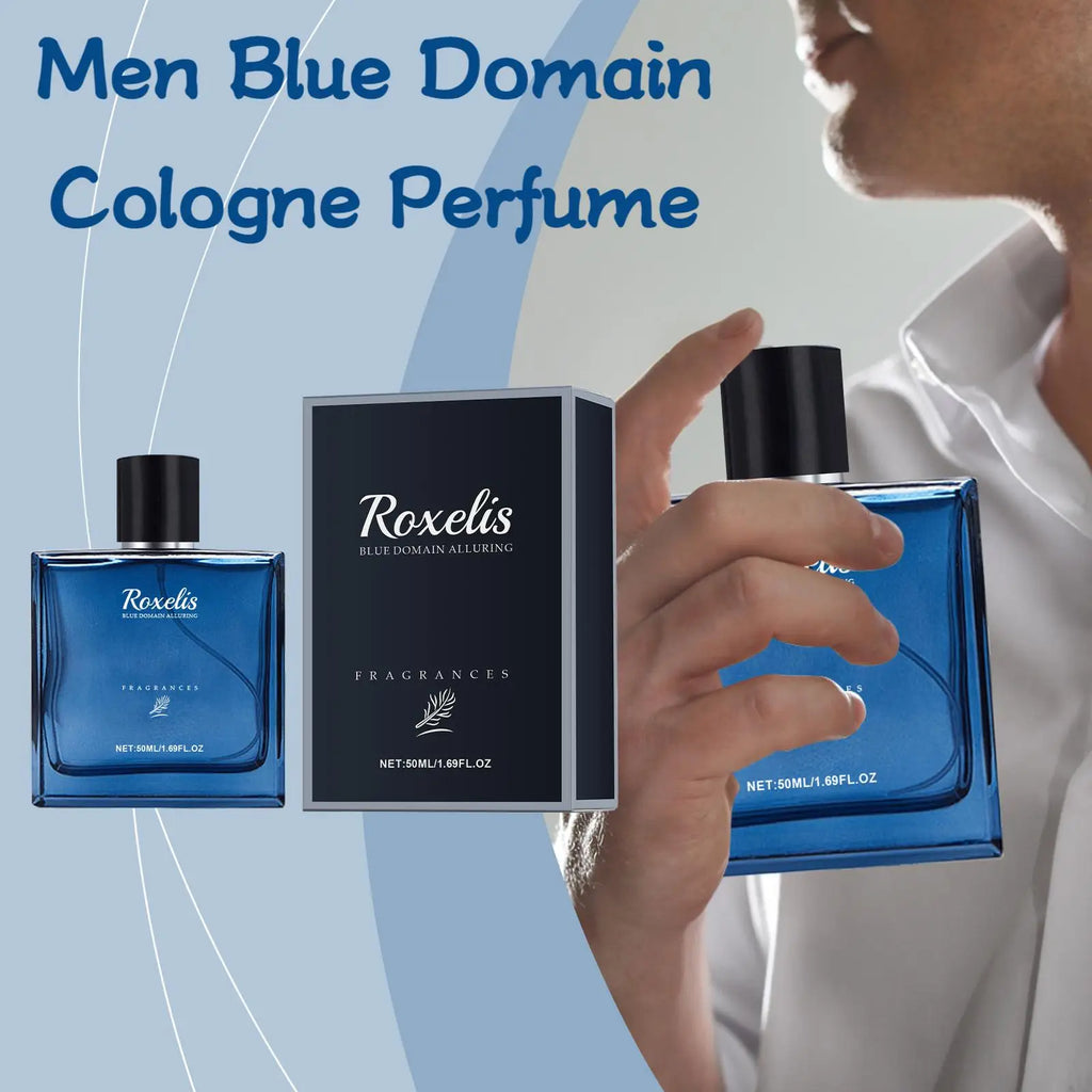 Roxelis 50ml Charmig Cologne Perfume Spray Men's Blue Domain Fragrance Lasting Scent Pheromone Flirting Romantic Dating Perfume