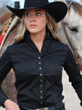 Solid Black Stretch Women’s Western Shirt | OG Collection