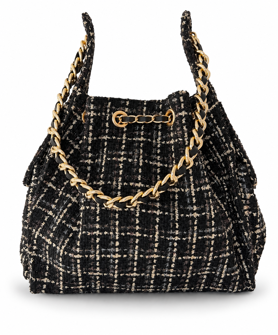 Bayshore Bucket Bag Medium - Black Tweed