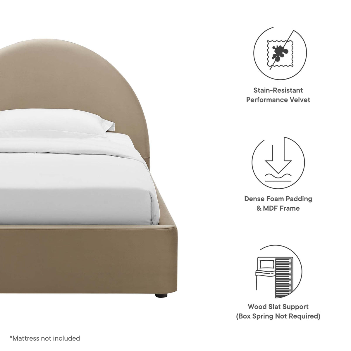 Resort Performance Velvet Arched Round Platform Bed by Modway