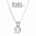 3CTW Moissanite Stud Earrings & Pendant Necklace Set in 14K White Gold Overlay
