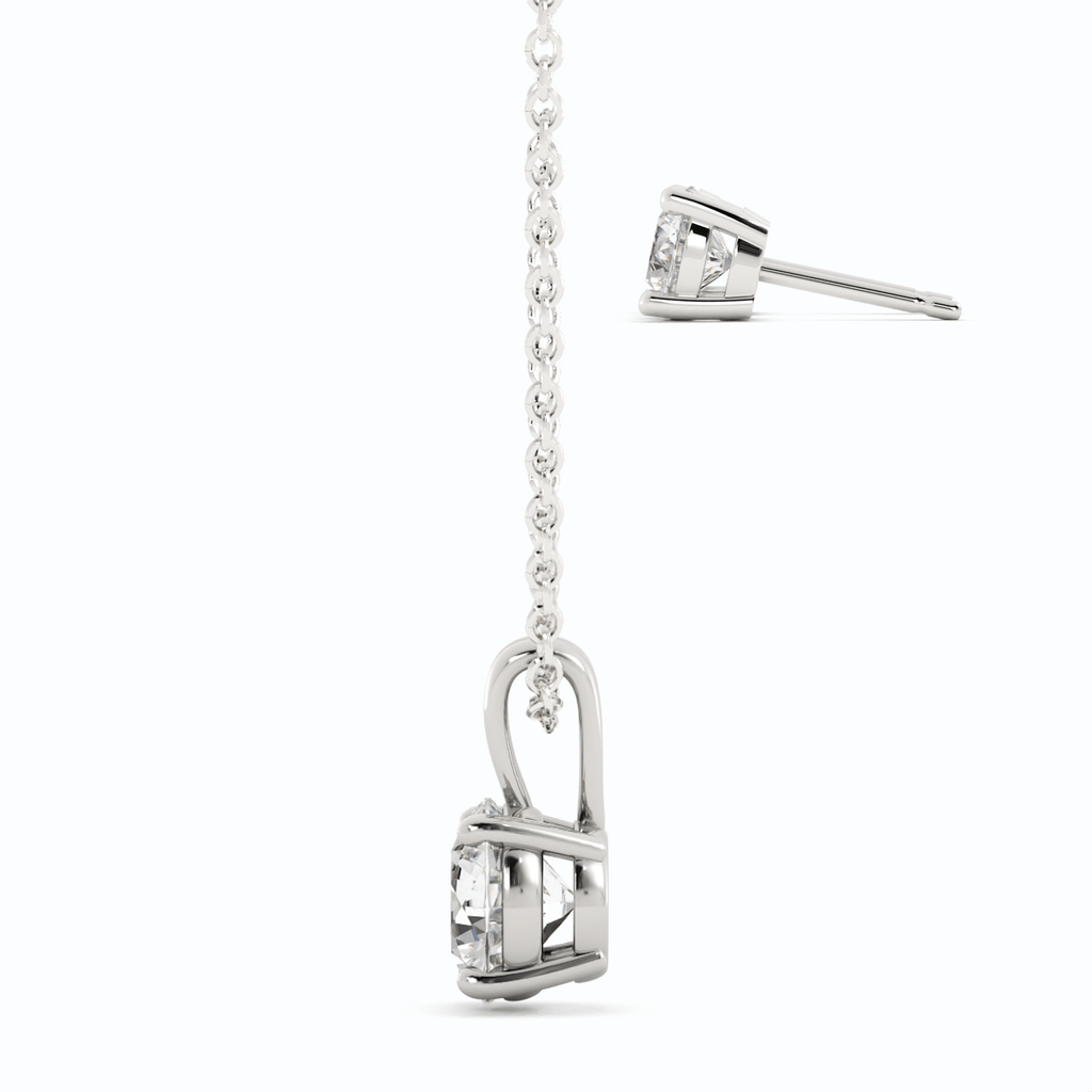3CTW Moissanite Stud Earrings & Pendant Necklace Set in 14K White Gold Overlay