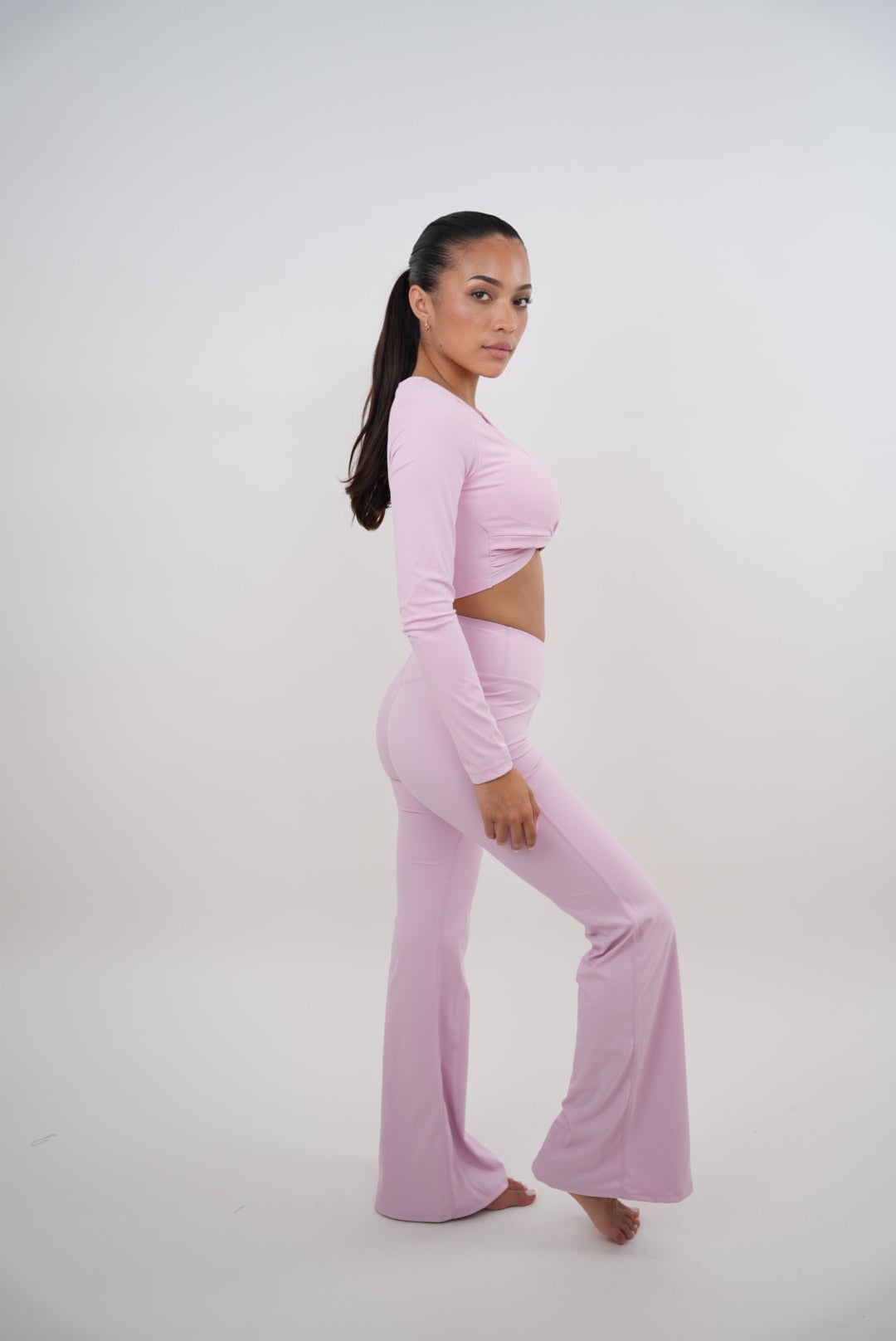 I Am Present Pink Stretch Flare Legging