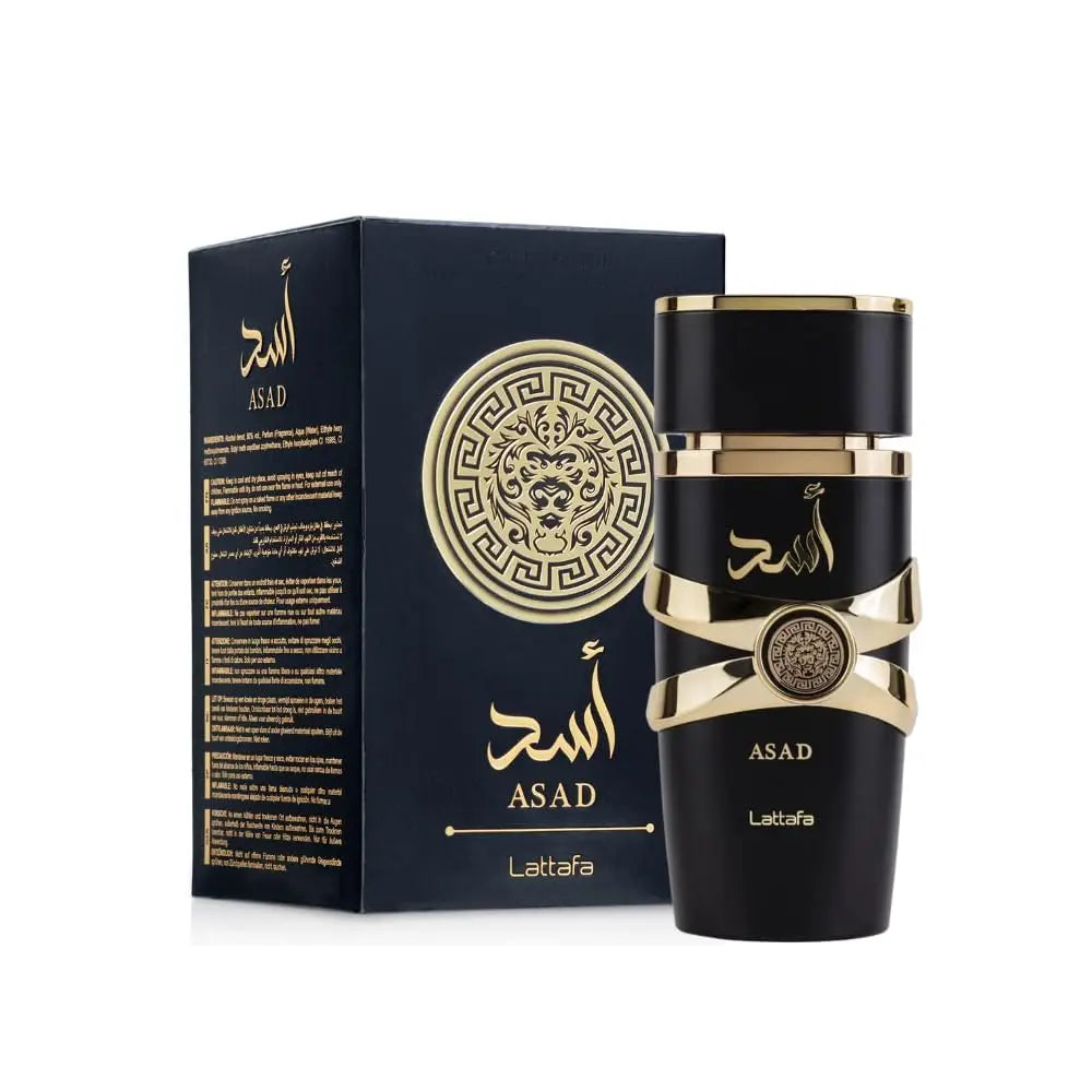 Lattafa Perfumes Asad Unisex Eau De Parfum Spray 3.4 Ounce Arabian Cologne Long Lasting Fragrance Natural Pheromone Persistence