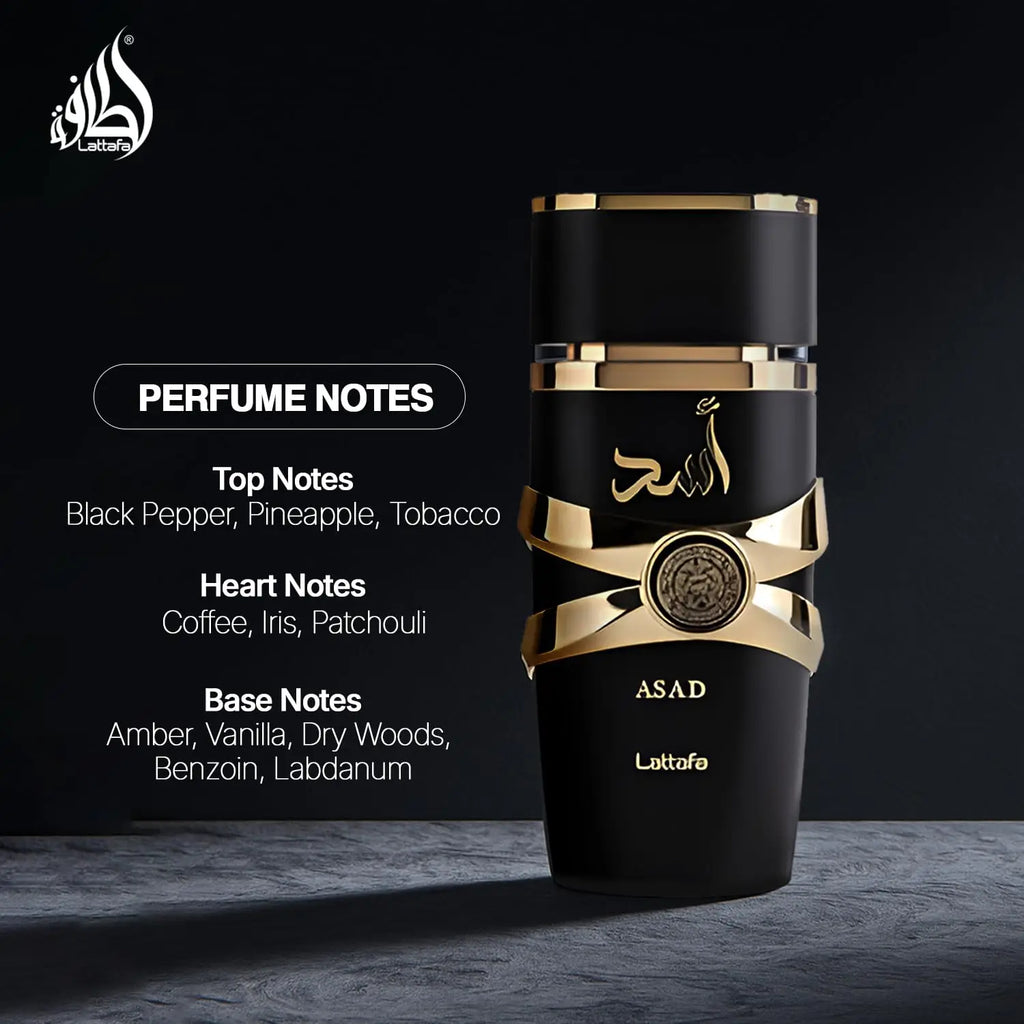 Lattafa Perfumes Asad Unisex Eau De Parfum Spray 3.4 Ounce Arabian Women's Perfume Natural Long Lasting Fragrance Cologne
