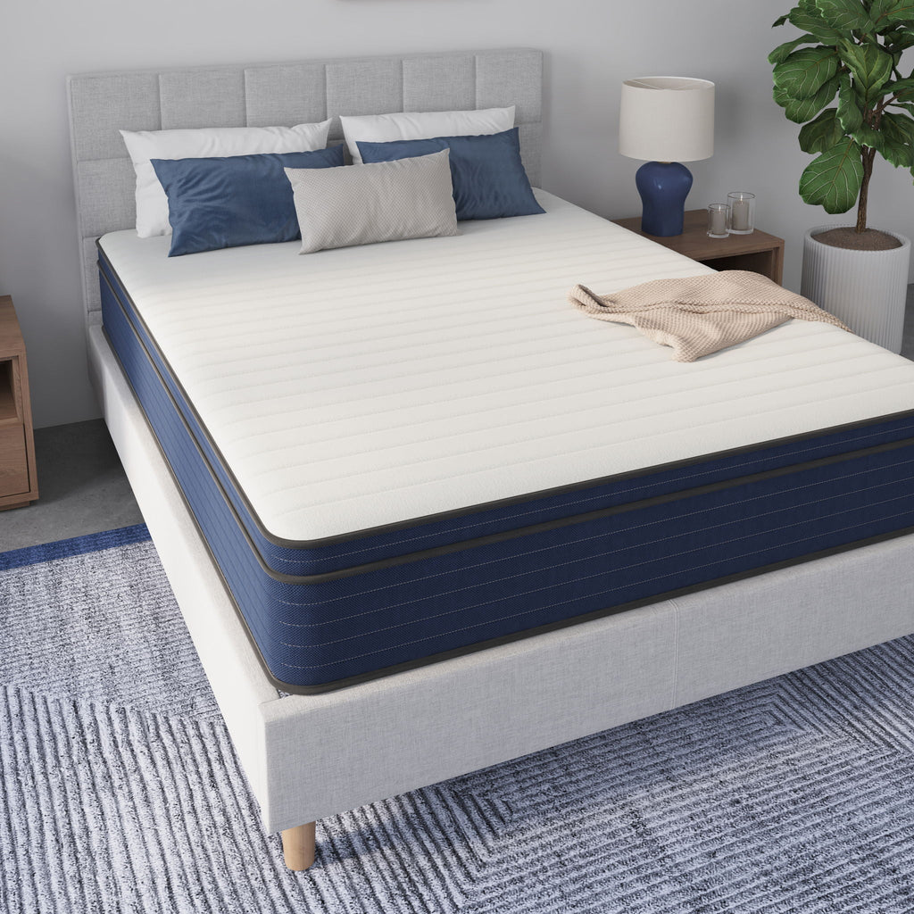 10" Medium Firm Euro Top Hybrid Mattress with Cooling Gel - White