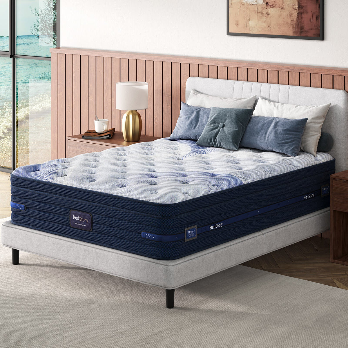 Firm Cooling Hybrid Mattress with Advanced Support - Blue