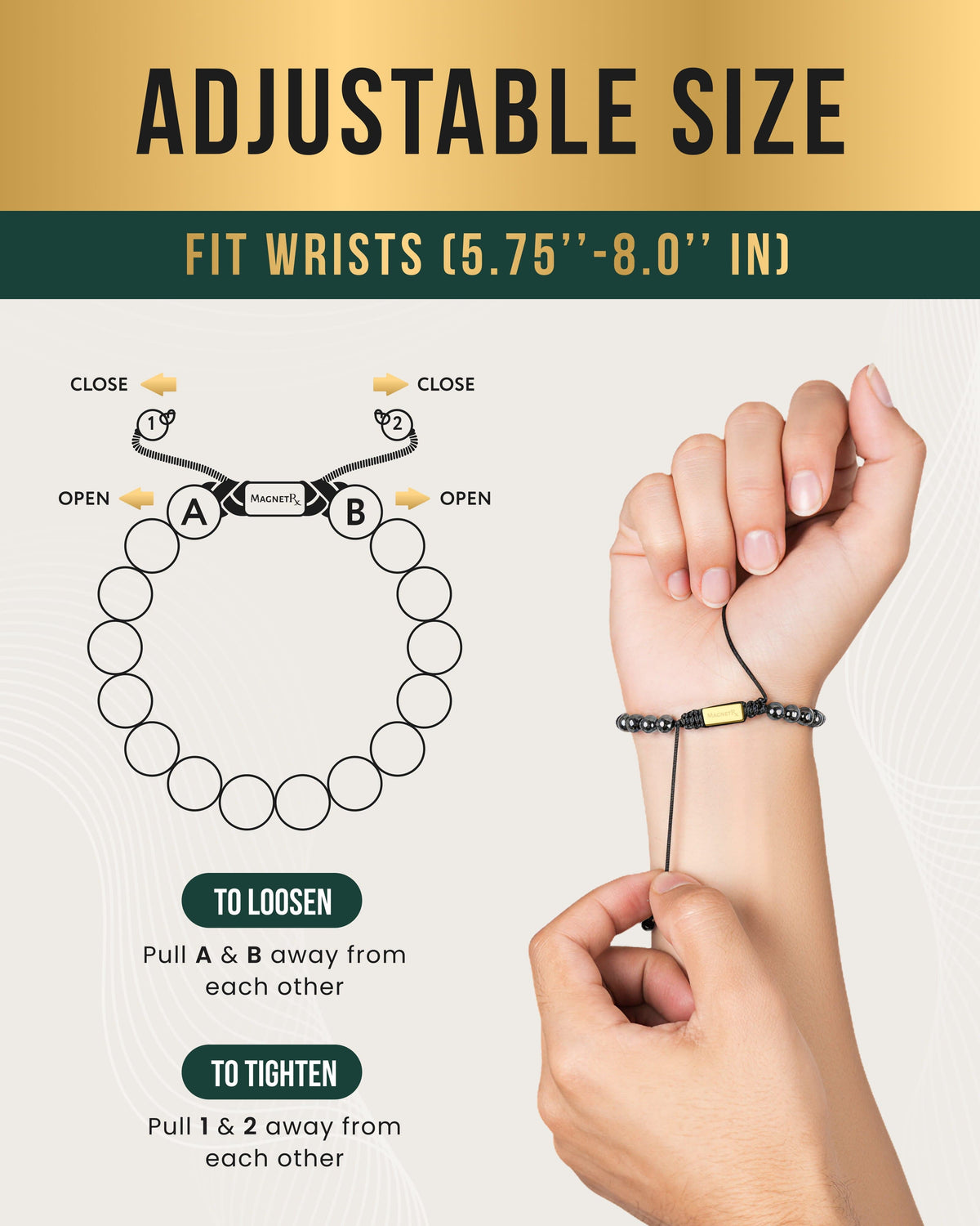 High Power Magnetic Hematite Bracelet Gold Zeus