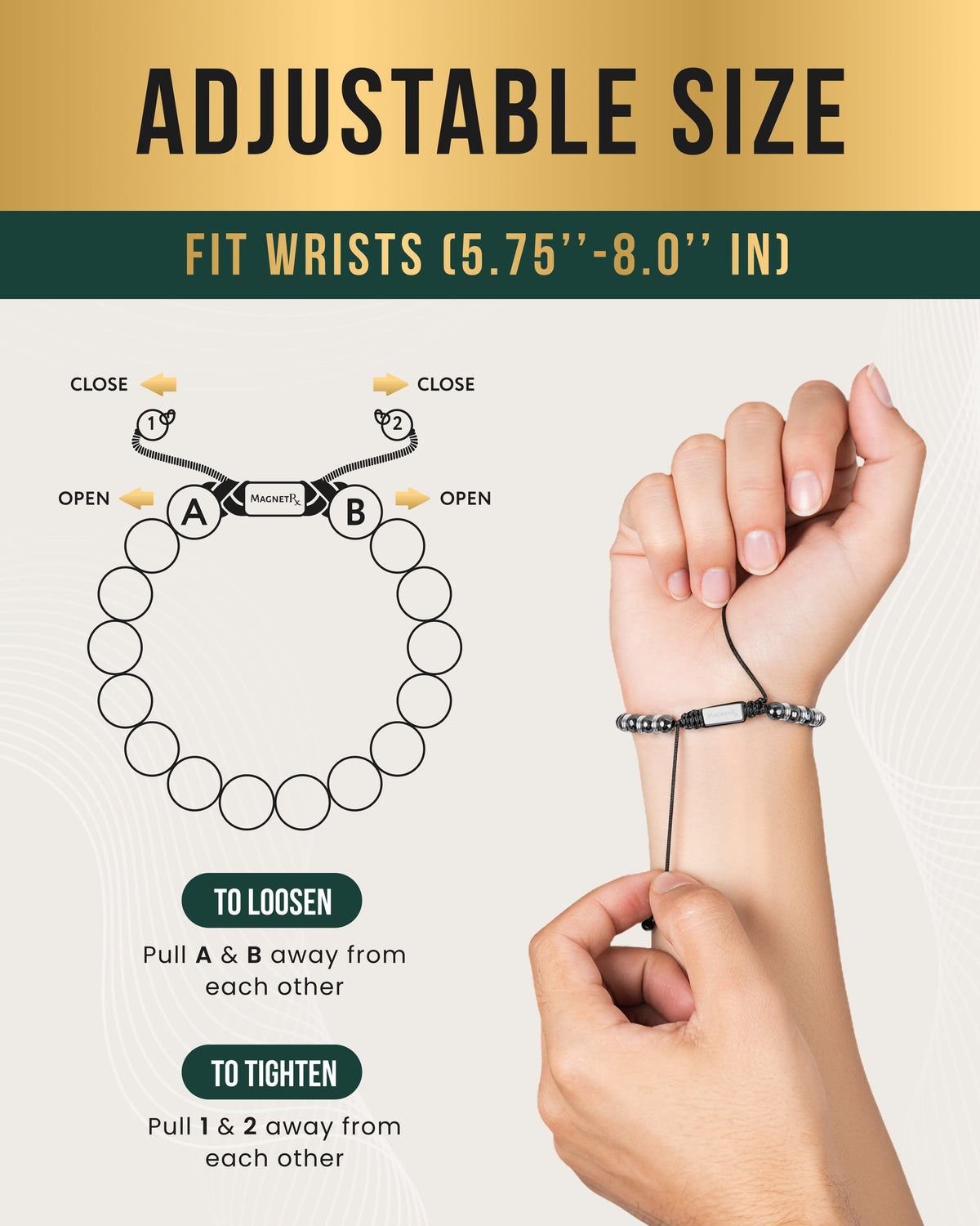 High Power Magnetic Hematite Bracelet Silver Titan