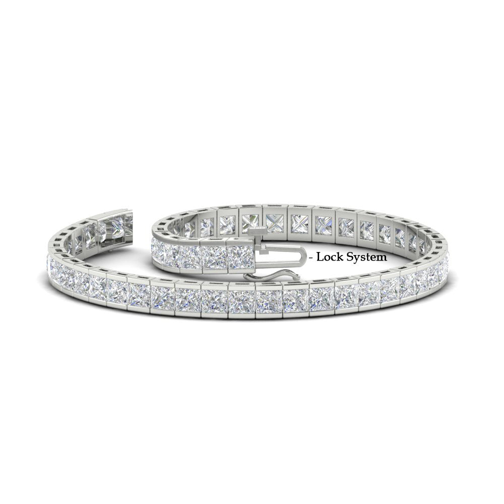 6.00 CTW Created Moissanite Princess Cut Half Bezel Tennis Bracelet in 14K Gold Over Sterling